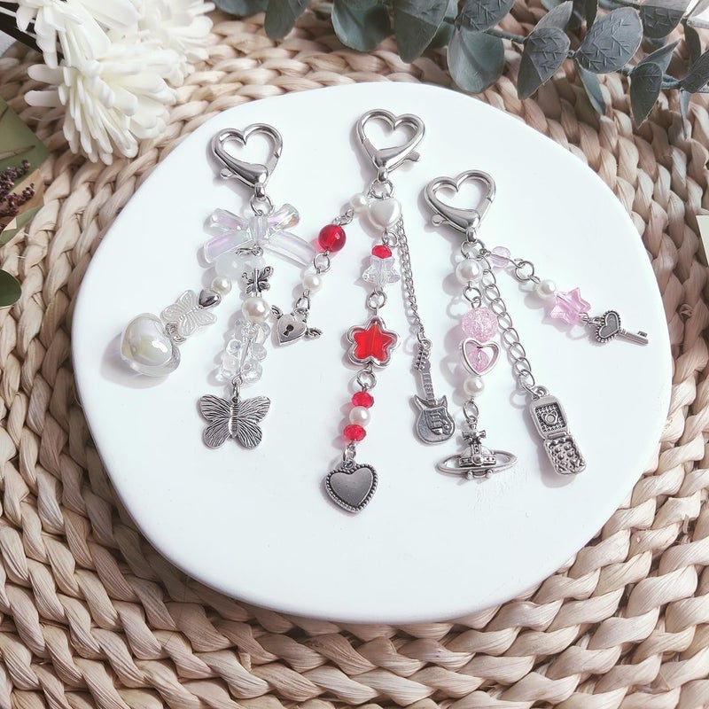 cioatu Homvog Keychain Accessory (3pcs) - Y2K Cute Heart Butterfly Strawberry Bear Key Chain for Women  Multicolored - Image 2